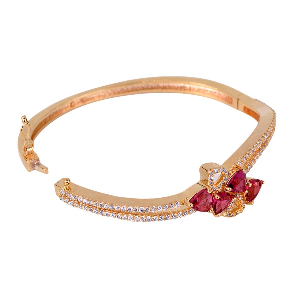 Saraf Jewellery Gold Plated With Ruby American Diamond Studded Handcrafted Bracelet For Women & Girls : SJBR1098