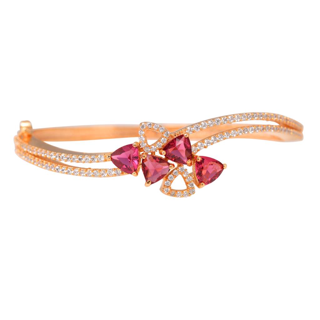 Saraf Jewellery Gold Plated With Ruby American Diamond Studded Handcrafted Bracelet For Women & Girls : SJBR1098