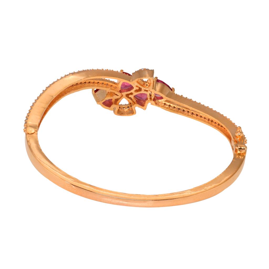 Saraf Jewellery Gold Plated With Ruby American Diamond Studded Handcrafted Bracelet For Women & Girls : SJBR1098
