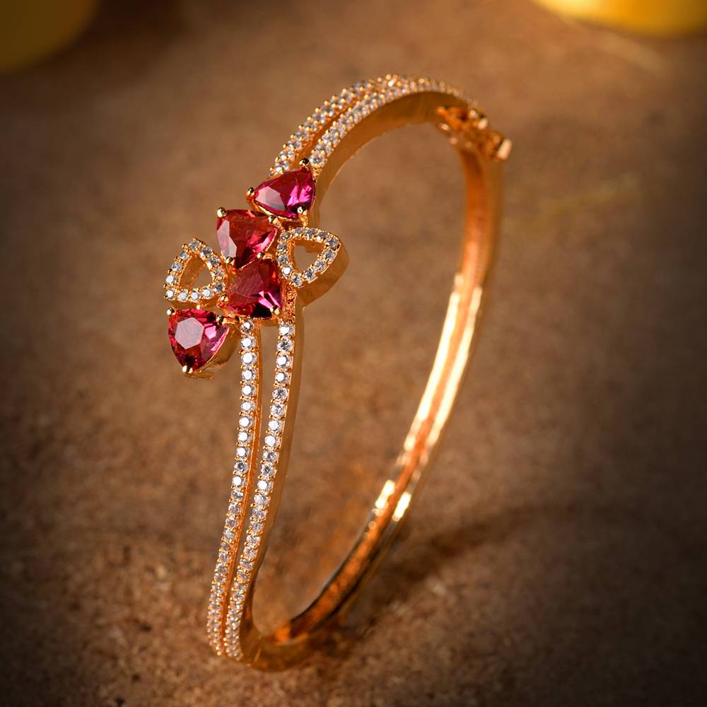 Saraf Jewellery Gold Plated With Ruby American Diamond Studded Handcrafted Bracelet For Women & Girls : SJBR1098