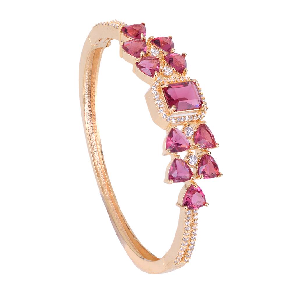 Saraf Jewellery Gold Plated With Ruby American Diamond Studded Handcrafted Designer Bracelet For Women & Girls : SJBR1099