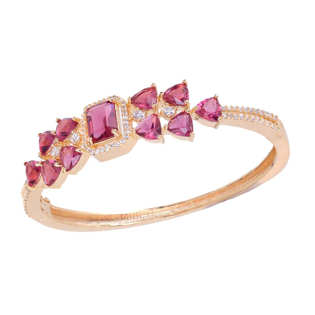 Saraf Jewellery Gold Plated With Ruby American Diamond Studded Handcrafted Designer Bracelet For Women & Girls : SJBR1099