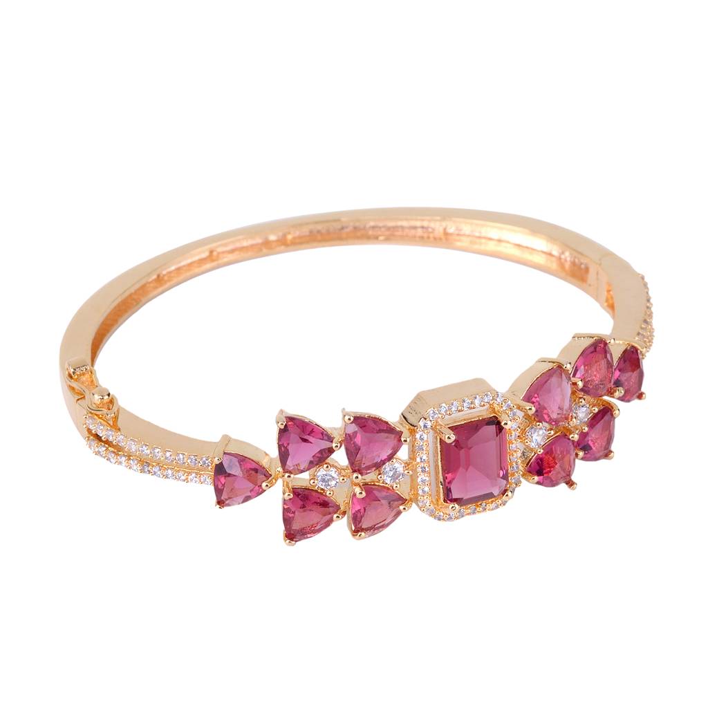 Saraf Jewellery Gold Plated With Ruby American Diamond Studded Handcrafted Designer Bracelet For Women & Girls : SJBR1099