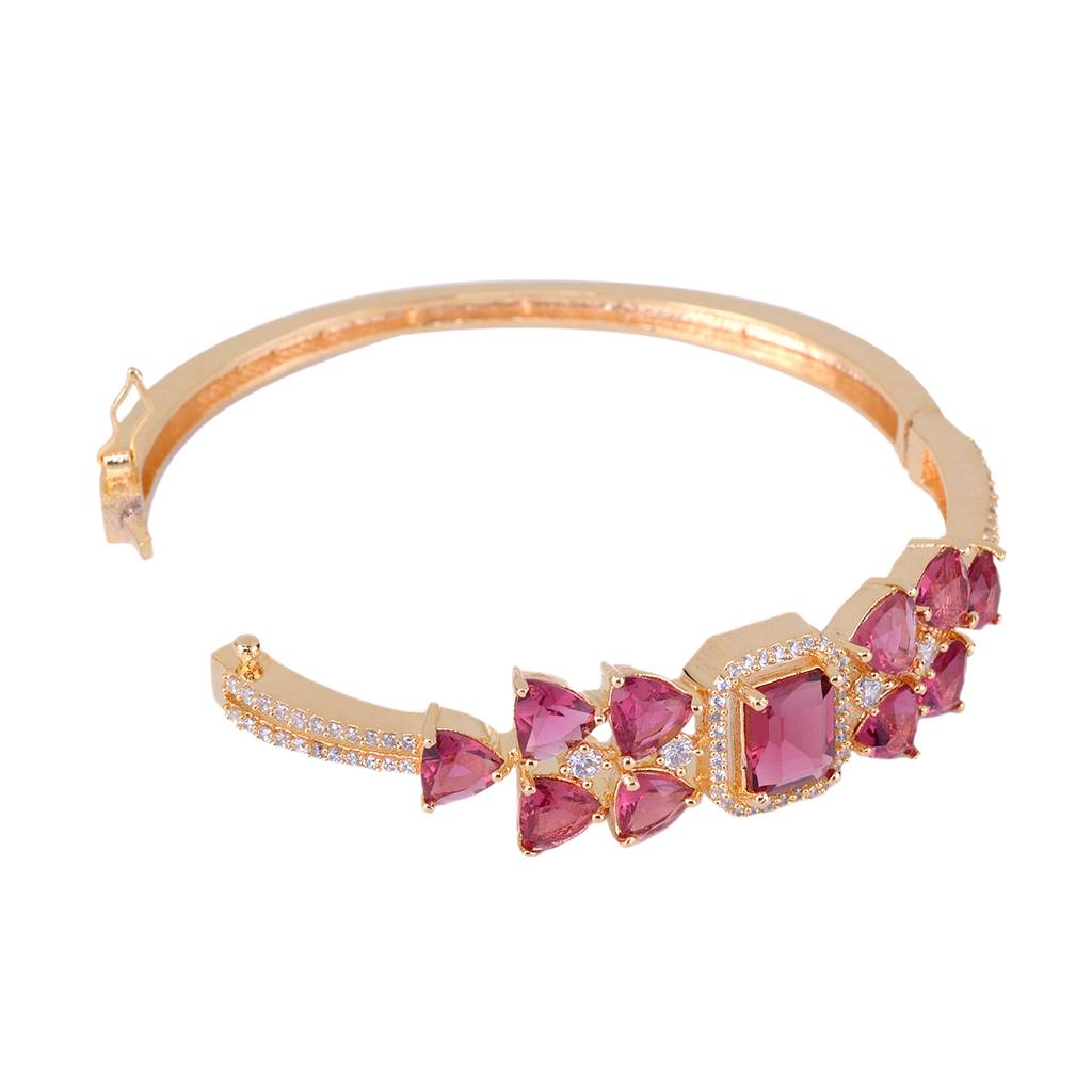 Saraf Jewellery Gold Plated With Ruby American Diamond Studded Handcrafted Designer Bracelet For Women & Girls : SJBR1099