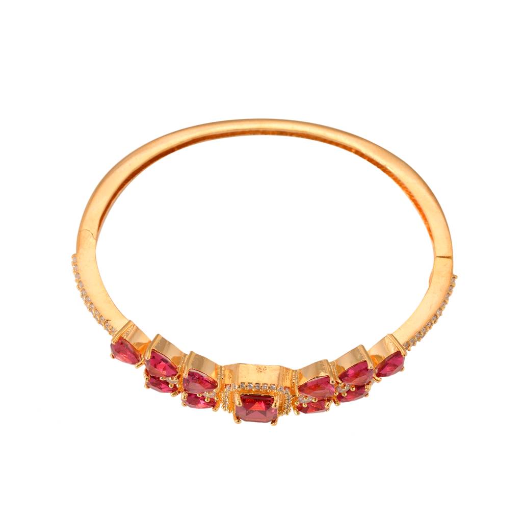 Saraf Jewellery Gold Plated With Ruby American Diamond Studded Handcrafted Designer Bracelet For Women & Girls : SJBR1099