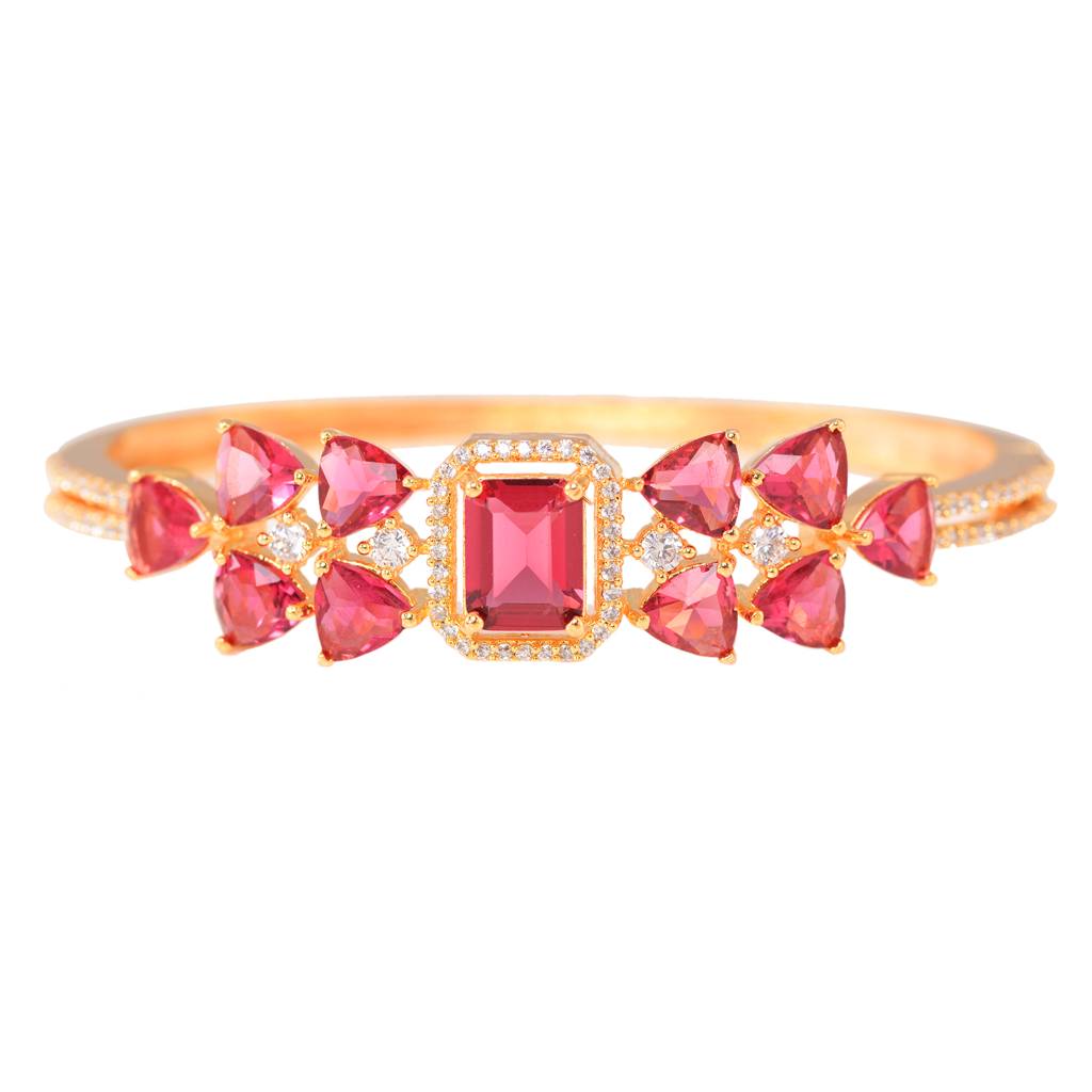 Saraf Jewellery Gold Plated With Ruby American Diamond Studded Handcrafted Designer Bracelet For Women & Girls : SJBR1099