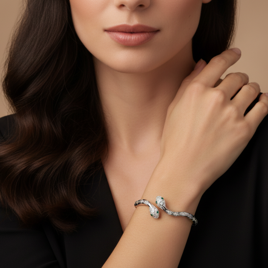 Mini Snake Bracelet For Women | Minimal Bar Accent Bracelet Jewellery : 2393044054