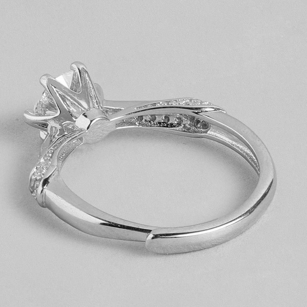 Regal Solitaire 925 Silver Ring (Adjustable) : RNG-40043