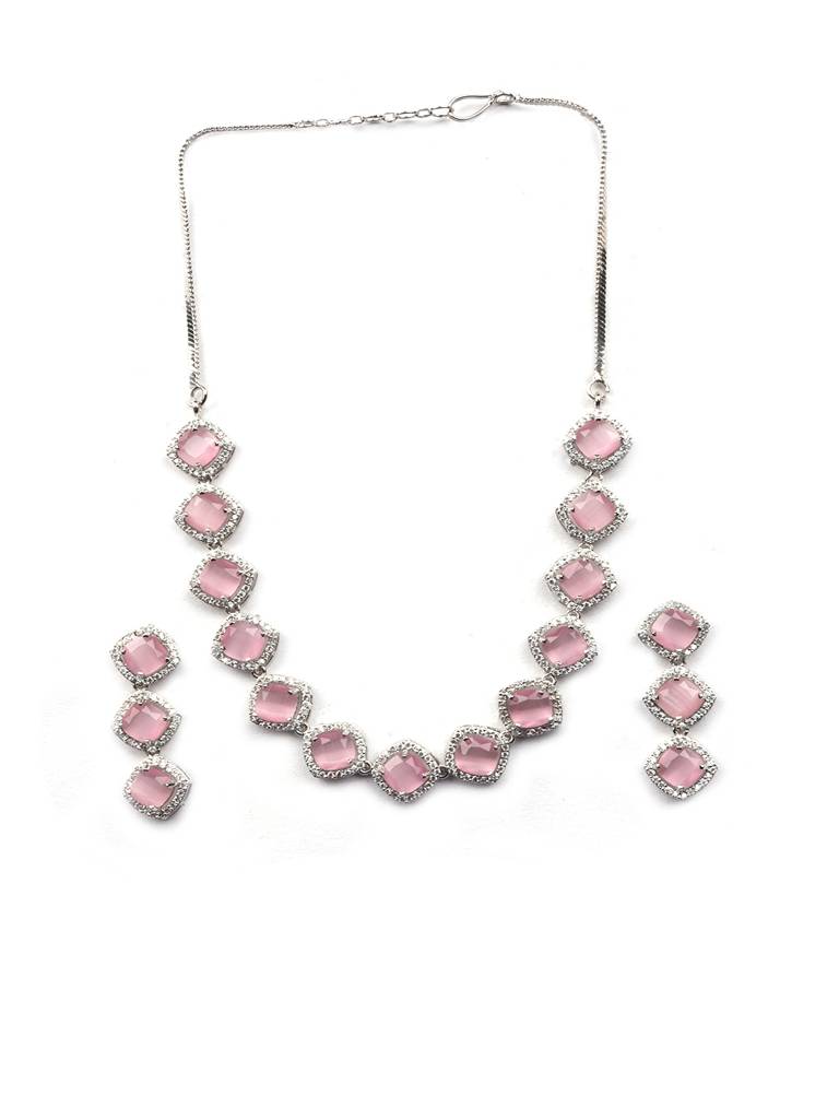 Â Eternal Sparkle:  Ad Sleek Necklace Set : AD132PINK