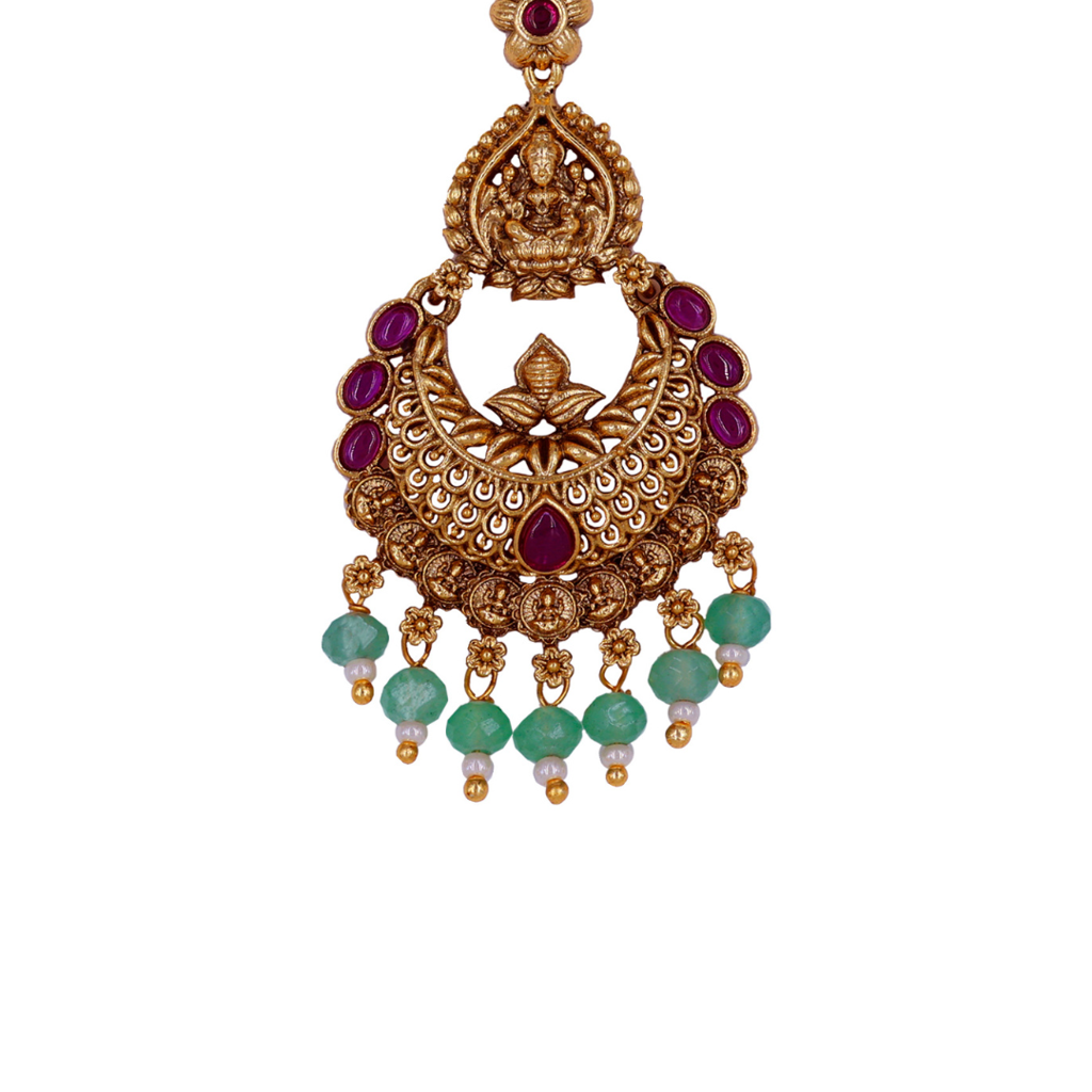 Divine Aura Temple Jewellery Maang Tikka For Weddings & Festive Wear : T-10