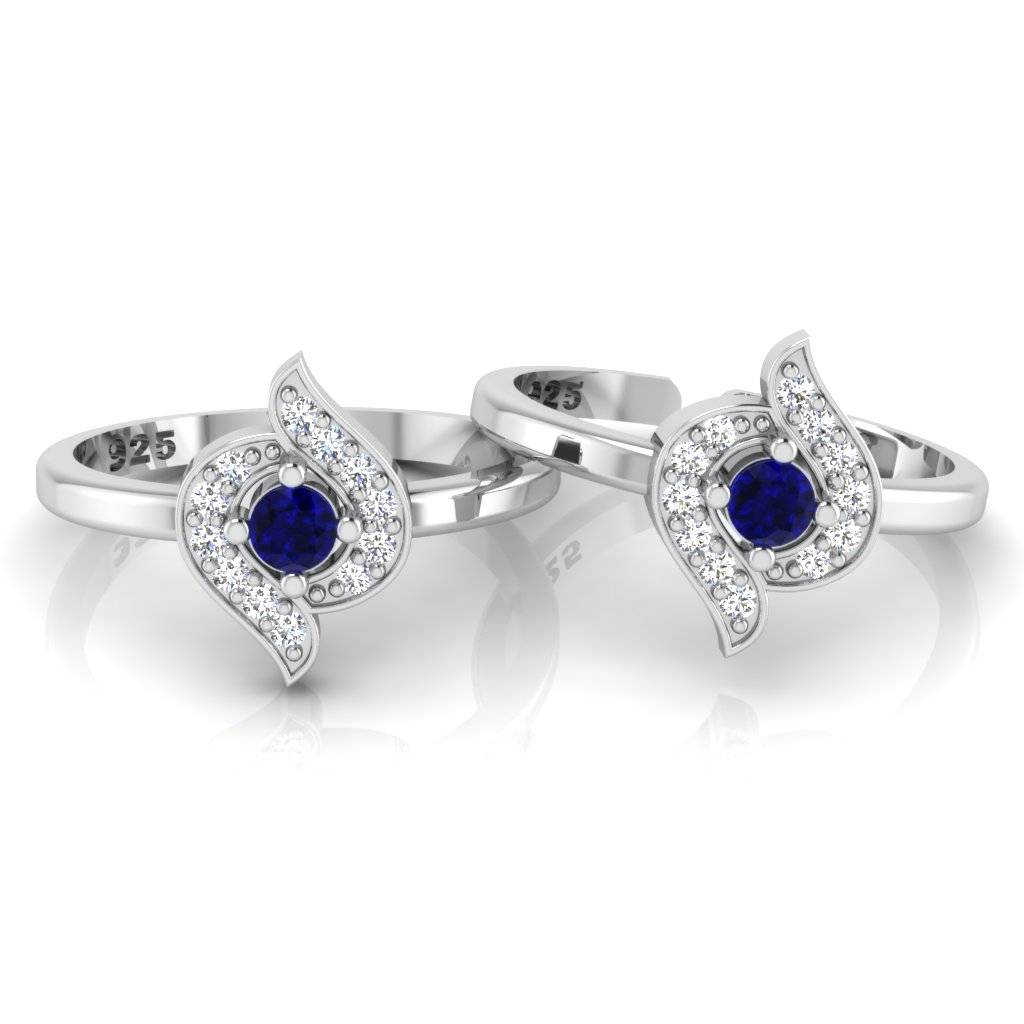 Iski Uski 925 Sterling Silver Curvy Cz Toe Rings