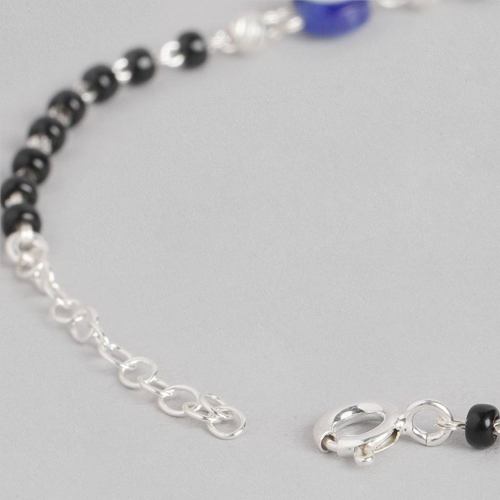 Beaded Evil Eye 925 Sterling Silver Chain Bracelet : BR-80144