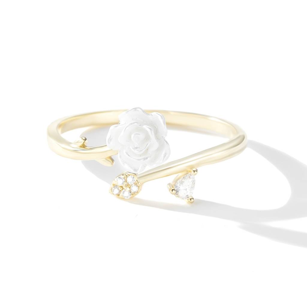 Blooming Rose Open Silver Ring : BRD3775G