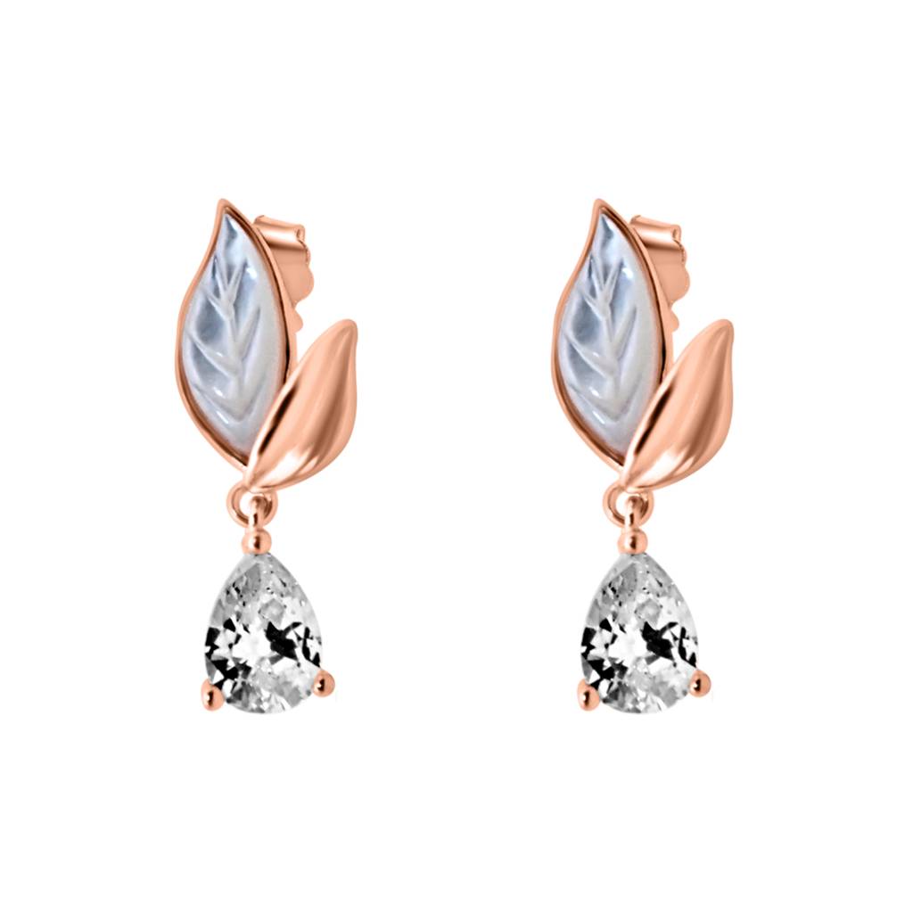 925 Pure Silver Zircon Studded Rose Gold Chain Pendant Set-Cps1022 : CPS1022