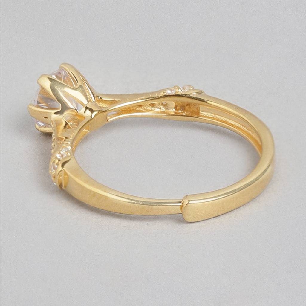 Golden Radiance 925 Sterling Silver Cz Couple Ring (Adjustable) : RNG-40225-CMB-G