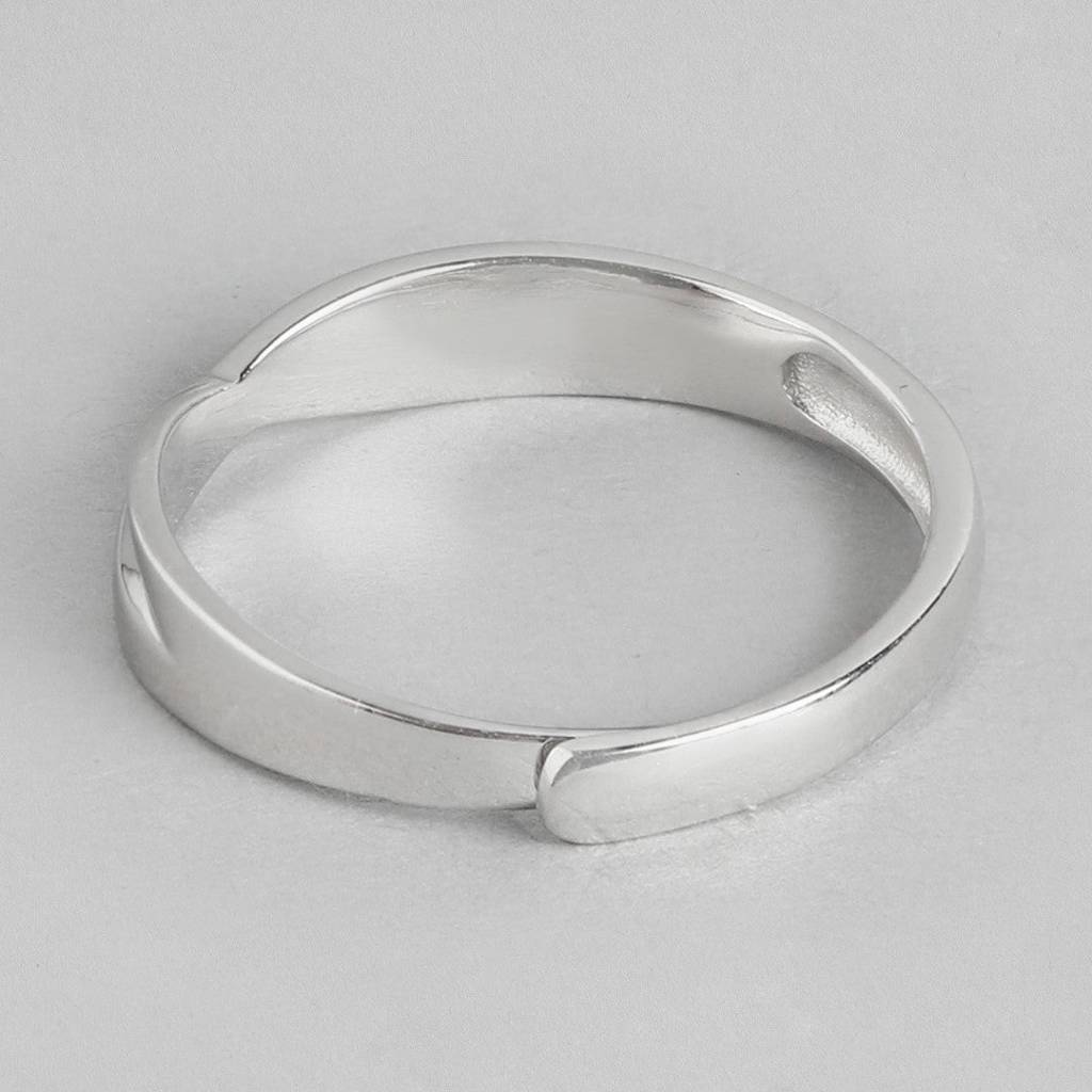 Infinity Bond Rhodium-Plated 925 Sterling Silver Ring (Adjustable) : RNG-40262-CMB-R