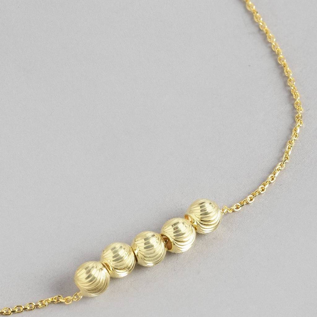 Golden Bead Plated 925 Sterling Silver Anklet : ANK-60162-PAIR