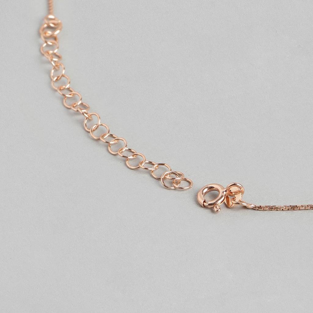 Sensational Solitaire 925 Silver Jewellery Set In Rose Gold : JS-70037-C