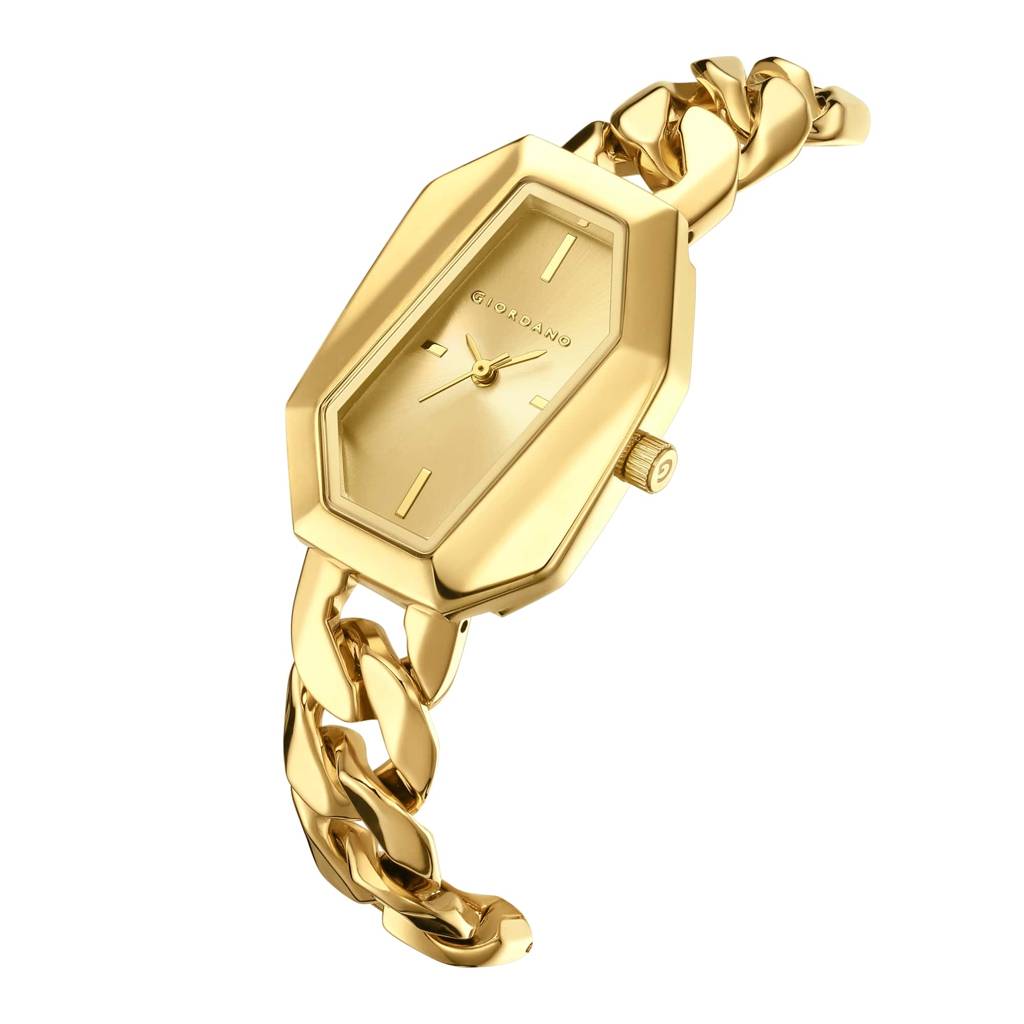 Giordano Stylish Analog Watch For Women Â Hexagon Dial, Trendy Chain Link Stainless Steel Strap, Elegant Dress : GZ-60122-33