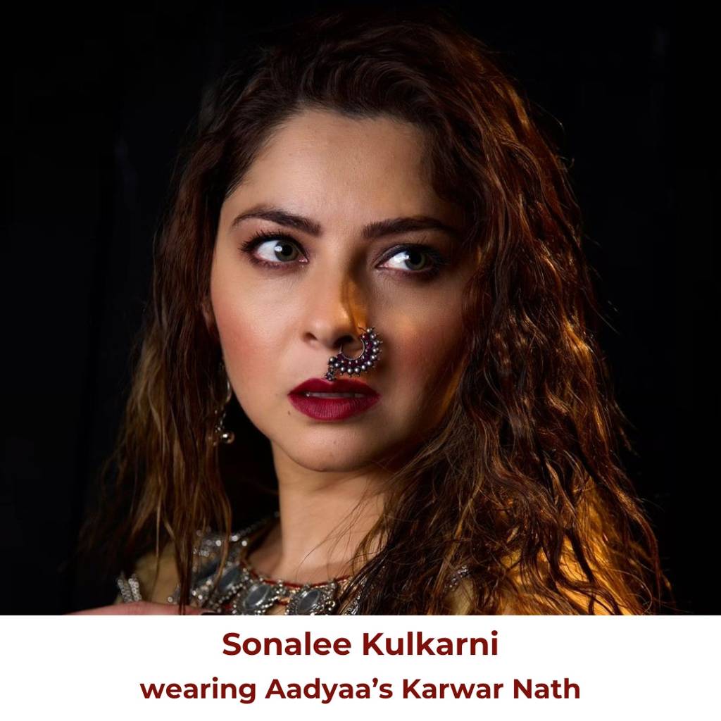 Karwar Nath : Pink (Left) : silver_nath_karwar_pink_left_pierced_oxidized