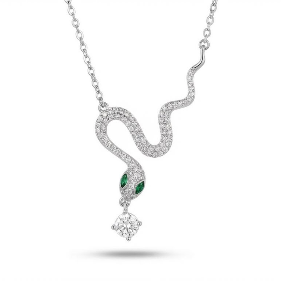 Dainty Snake Pendant Necklace For Women – Elegant Minimal Snake Design With Sleek Modern Finish | Premium Contemp : 1984946626