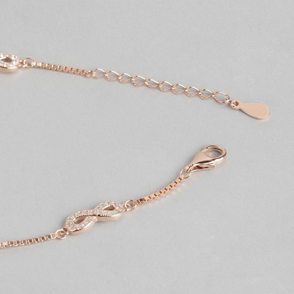 Classy Rose Gold Infinity 925 Silver Bracelet : BR-80078