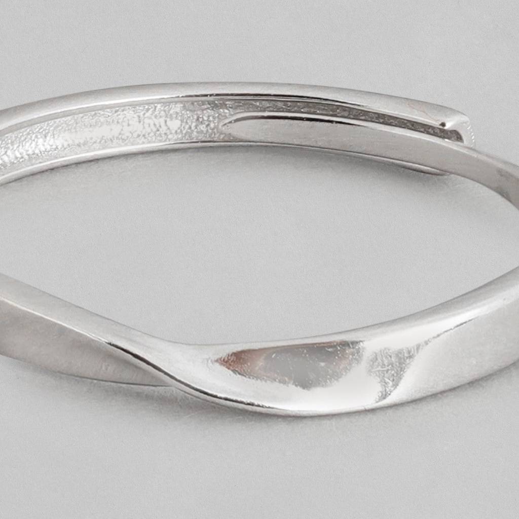 Classy Cut 925 Sterling Silver Rhodium Plated Female Ring (Adjustable) : RNG-40064