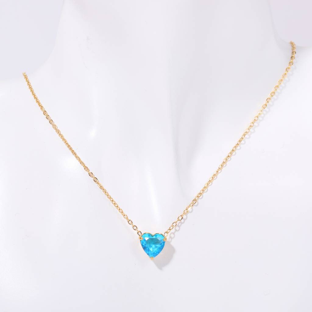 Birthstone Heart Necklace For Women | Premium Zircon Pendant Necklace : CJLX225410112LO