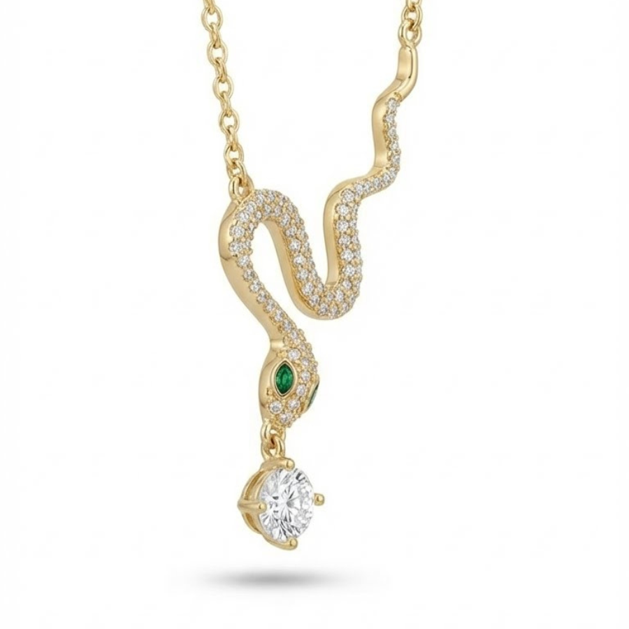 Dainty Snake Pendant Necklace For Women – Elegant Minimal Snake Design With Sleek Modern Finish | Premium Contemp : 6956550090