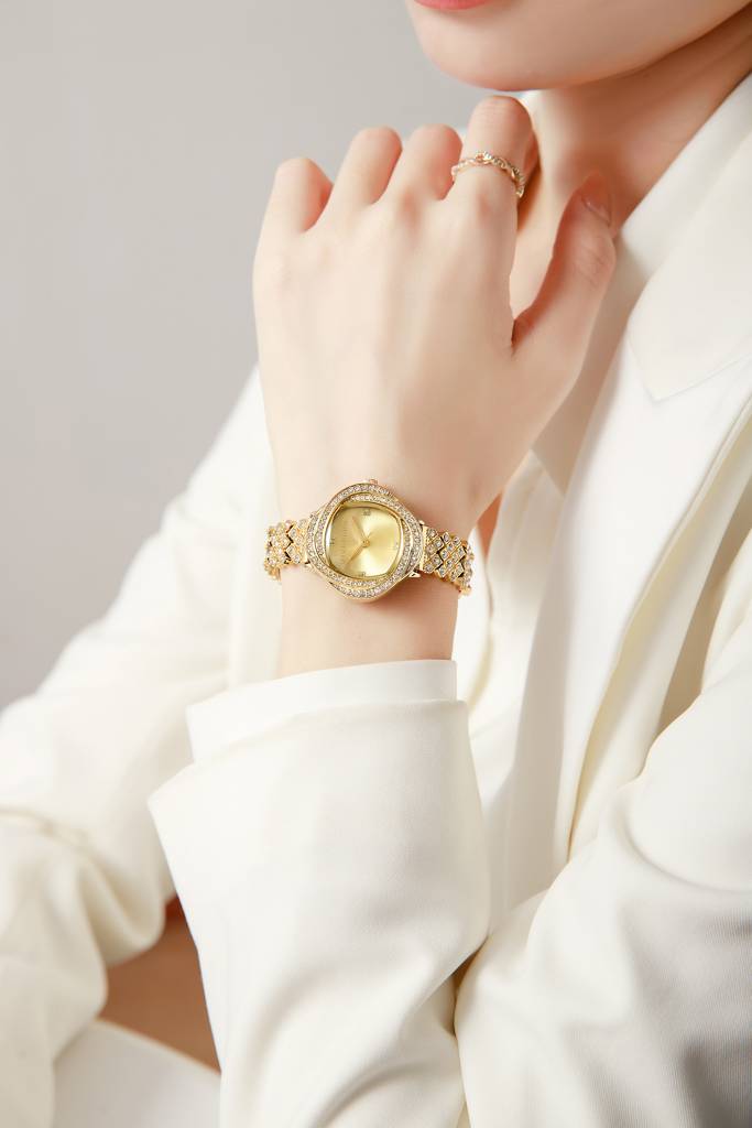 Giordano Luxury Crystal Watch For Women, Stainless Steel Strap, Diamond-Studded Bezel, Elegant Dress Timepiece : GZ-60120-22