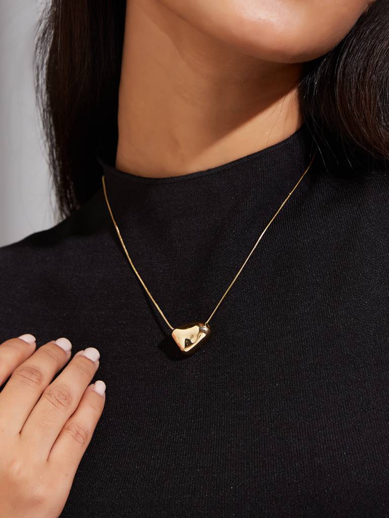 Organic Shape Casual Gold Necklace : YI24A0161N