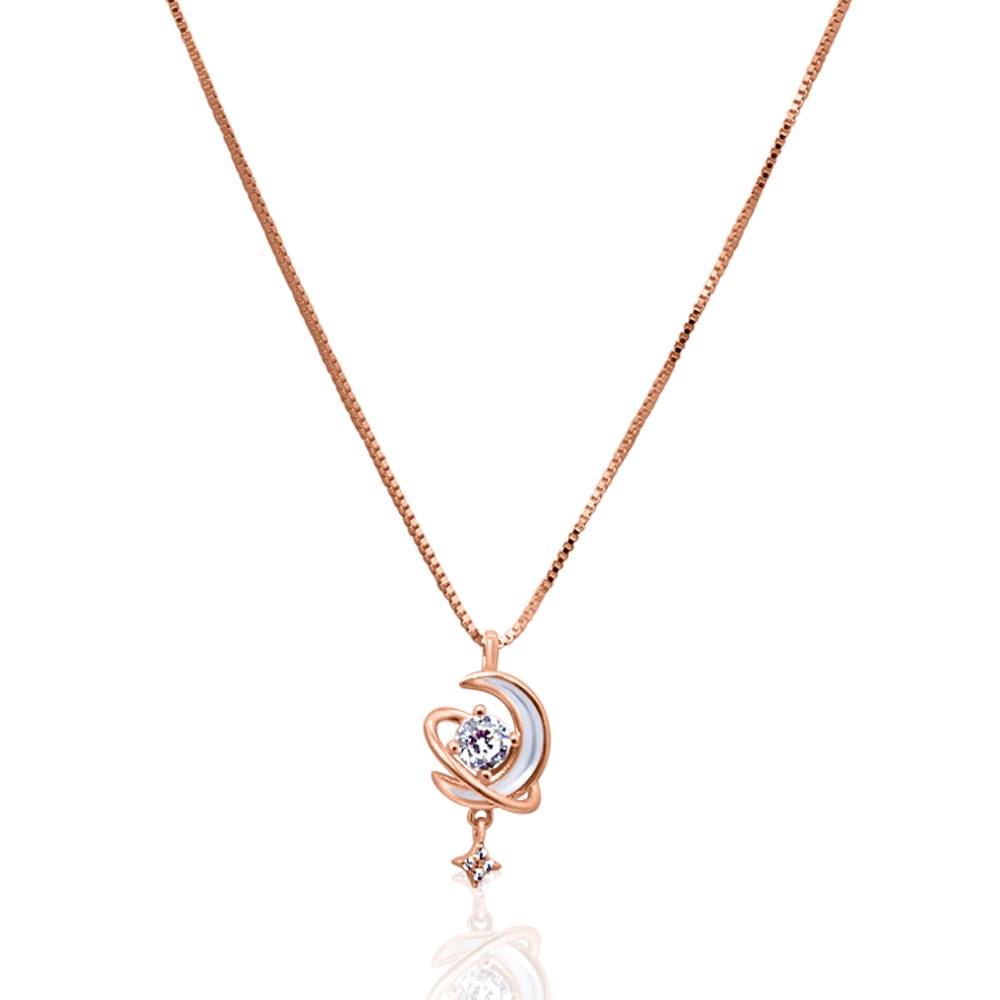 925 Pure Silver Zircon Studded Rose Gold Chain Pendant Set-Cps1024 : CPS1024