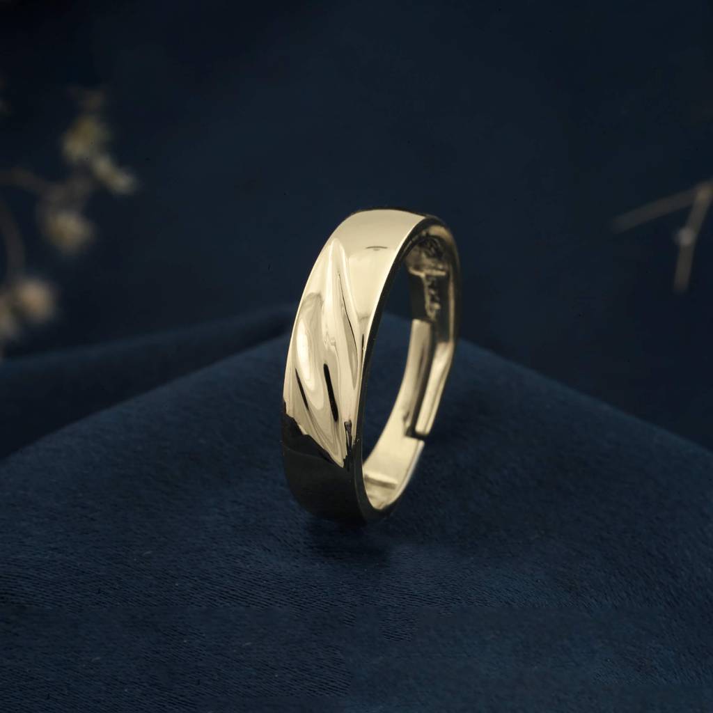 Golden Sparkling Love Band Ring For Men'S : ZLCPLR-1013-MY