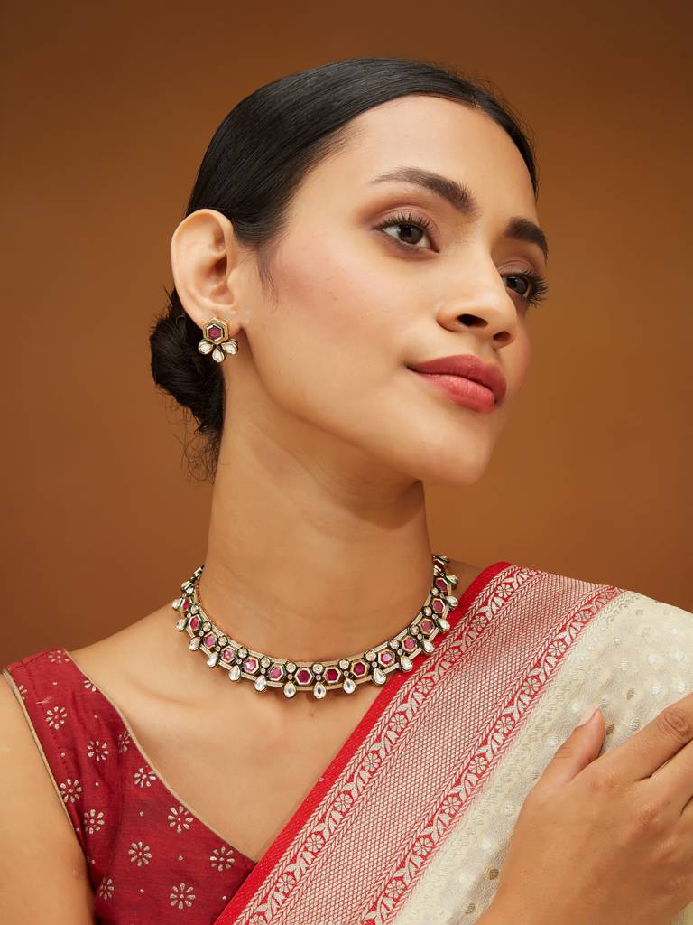 Stunning Kundan Necklace Set : YI24A0108N