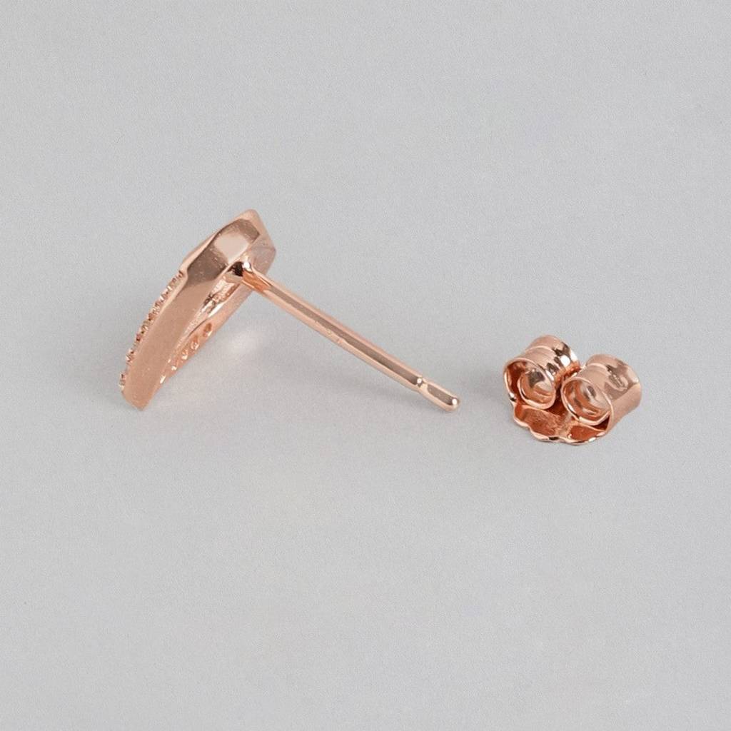 Rosy Devotion Cz Rose Gold-Plated 925 Sterling Silver Earrings : EAR-20643-RG