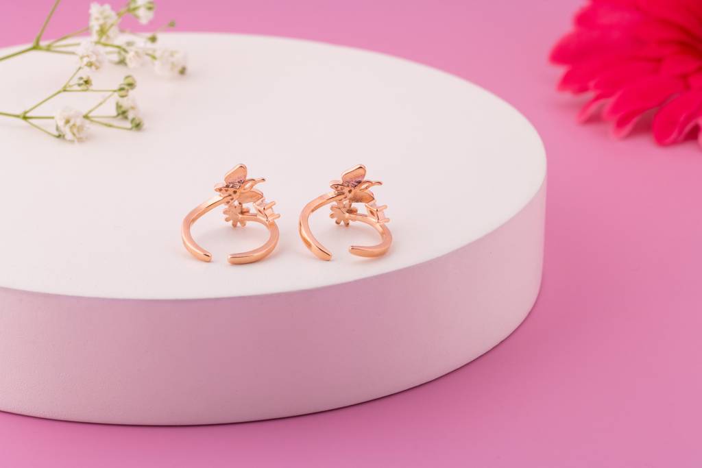 Purple Butterfly 92.5 Silver Toe Rings : SKU1117
