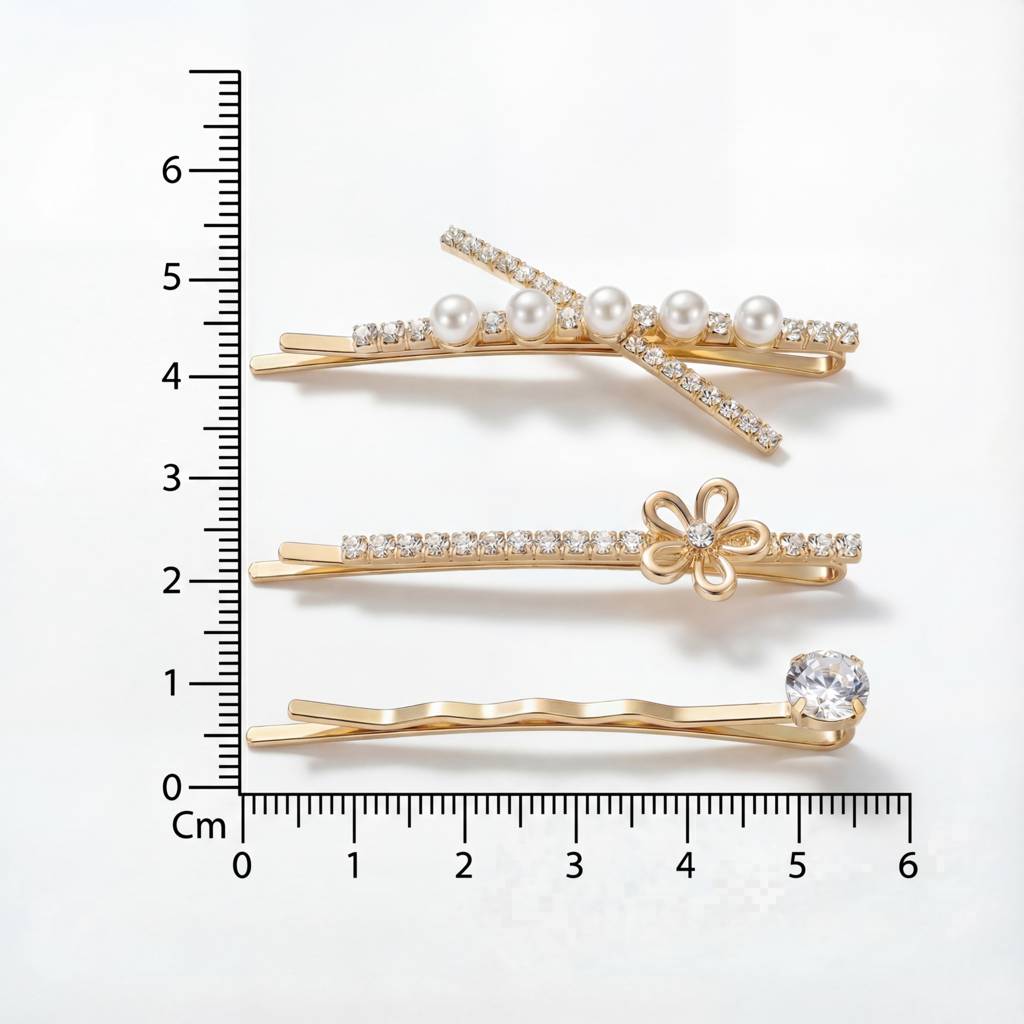 Korean Midnight Gala Crystal & Pearl 3 Piece Pin Set : YUFSHR214