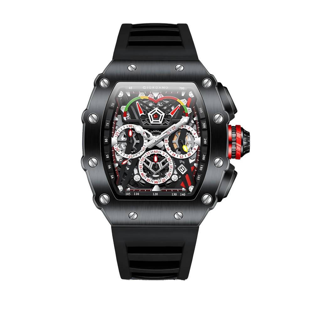 Giordano Multifunction Watch For Men With Day, Date, And 24-Hour Sub-Dial, Water Resistant Square Dial Unique De : GZ-50120-01