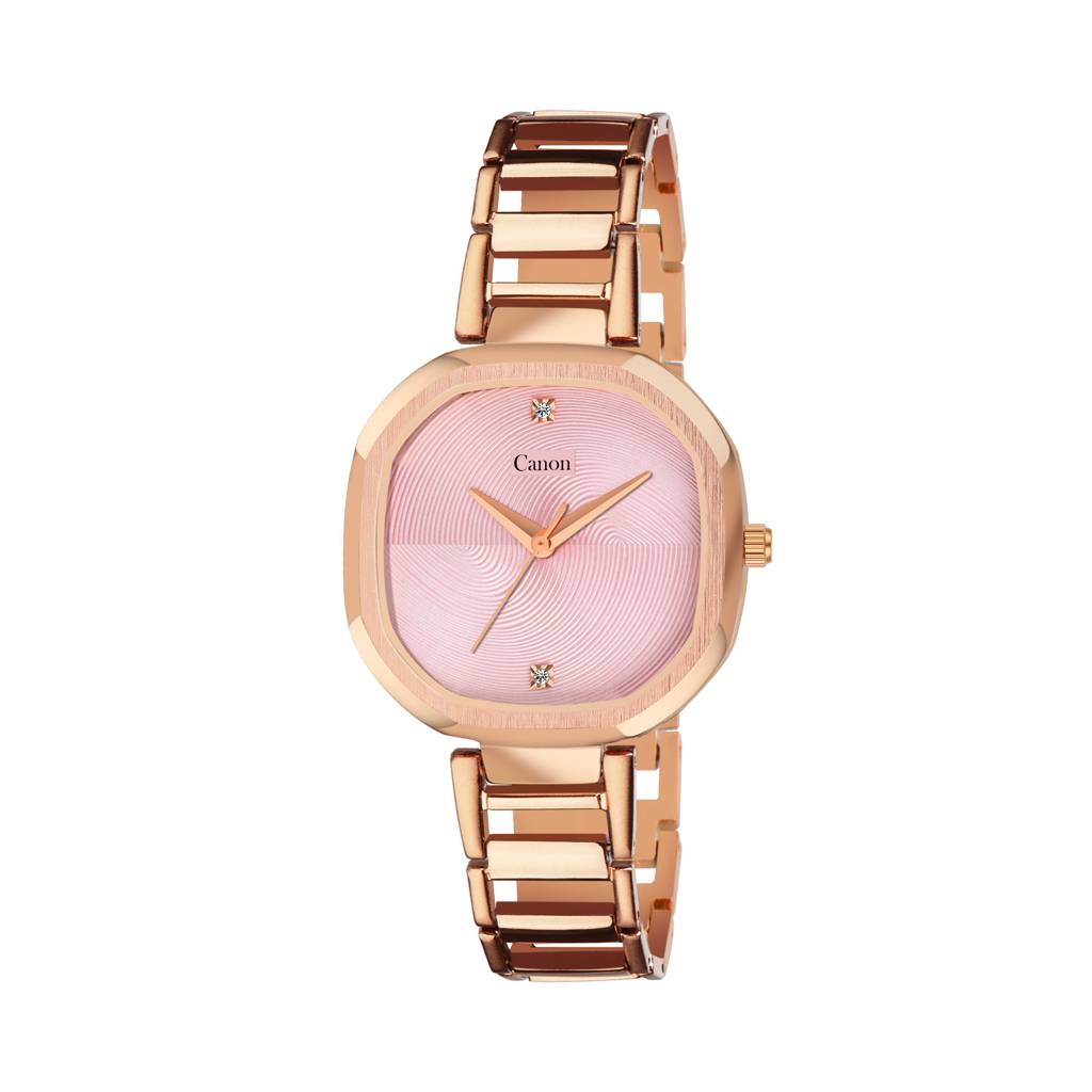 Canon Quartz Square Watch For Women - Baby Pink : CN-405