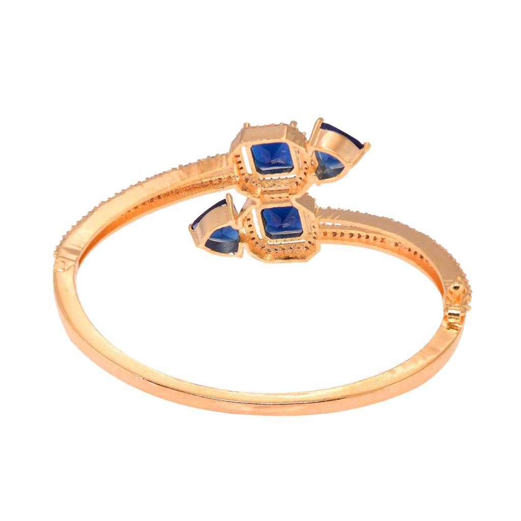 Saraf Jewellery, Gold Plated With Blue American Diamond Studded Handcrafted Stylish Bracelet For Women & Girl : SJBR1105