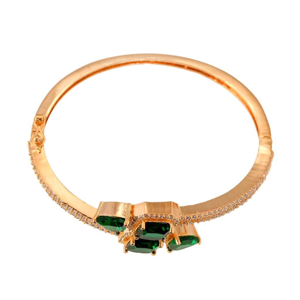 Saraf Jewellery, Gold Plated With Green American Diamond Studded- Handcrafted Stylish Bracelet For Women & Girls : SJBR1106