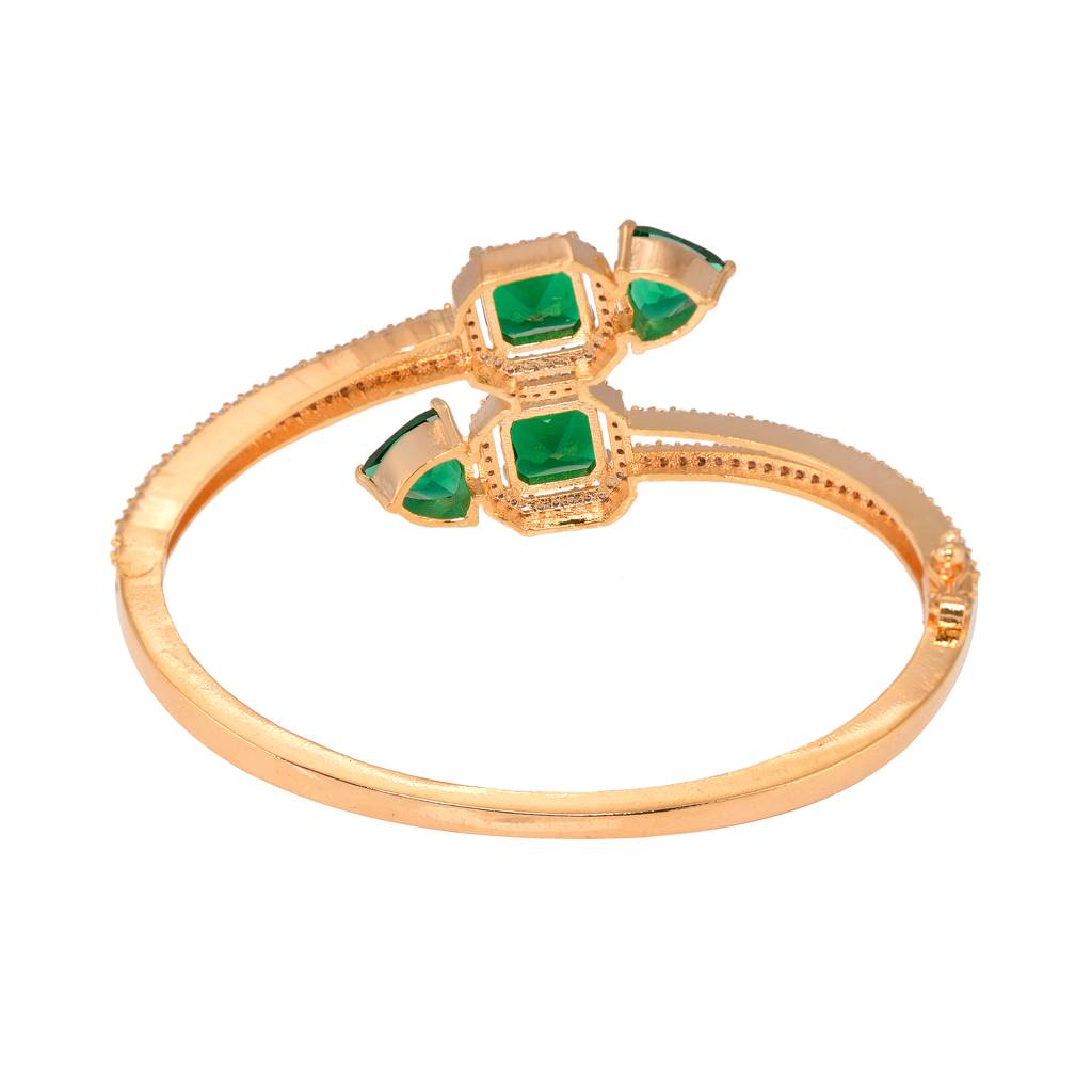 Saraf Jewellery, Gold Plated With Green American Diamond Studded- Handcrafted Stylish Bracelet For Women & Girls : SJBR1106