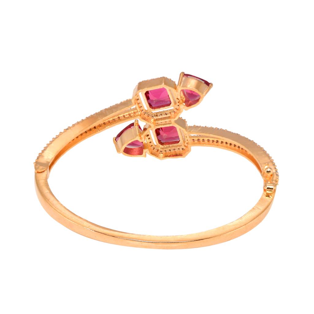 Saraf Jewellery, Gold Plated With Red American Diamond Studded Handcrafted Stylish Bracelet For Women And Girls : SJBR1107