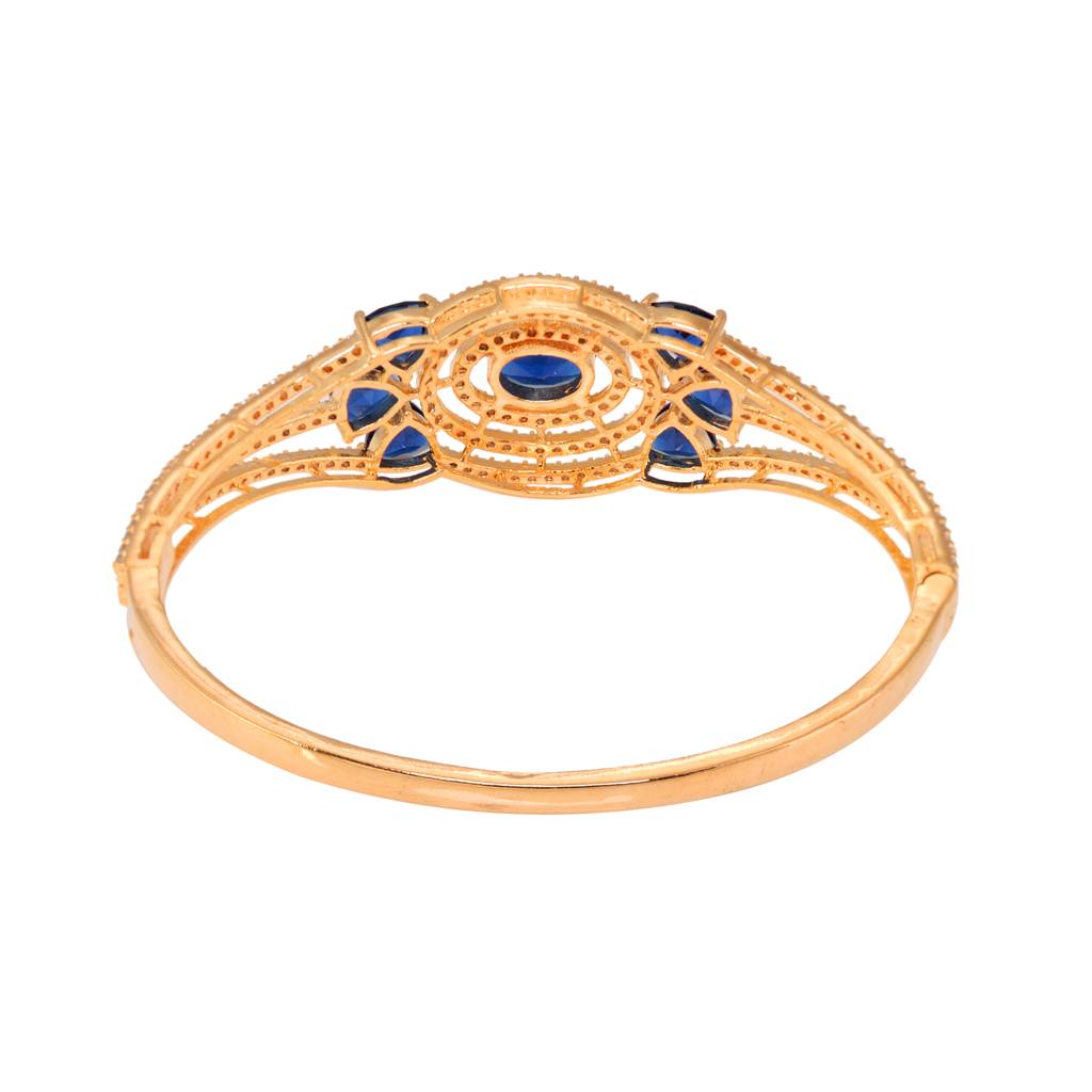 Saraf Jewellery, Gold Plated With Blue American Diamond Studded Handcrafted Designer Bracelet For Women & Girls : SJBR1108
