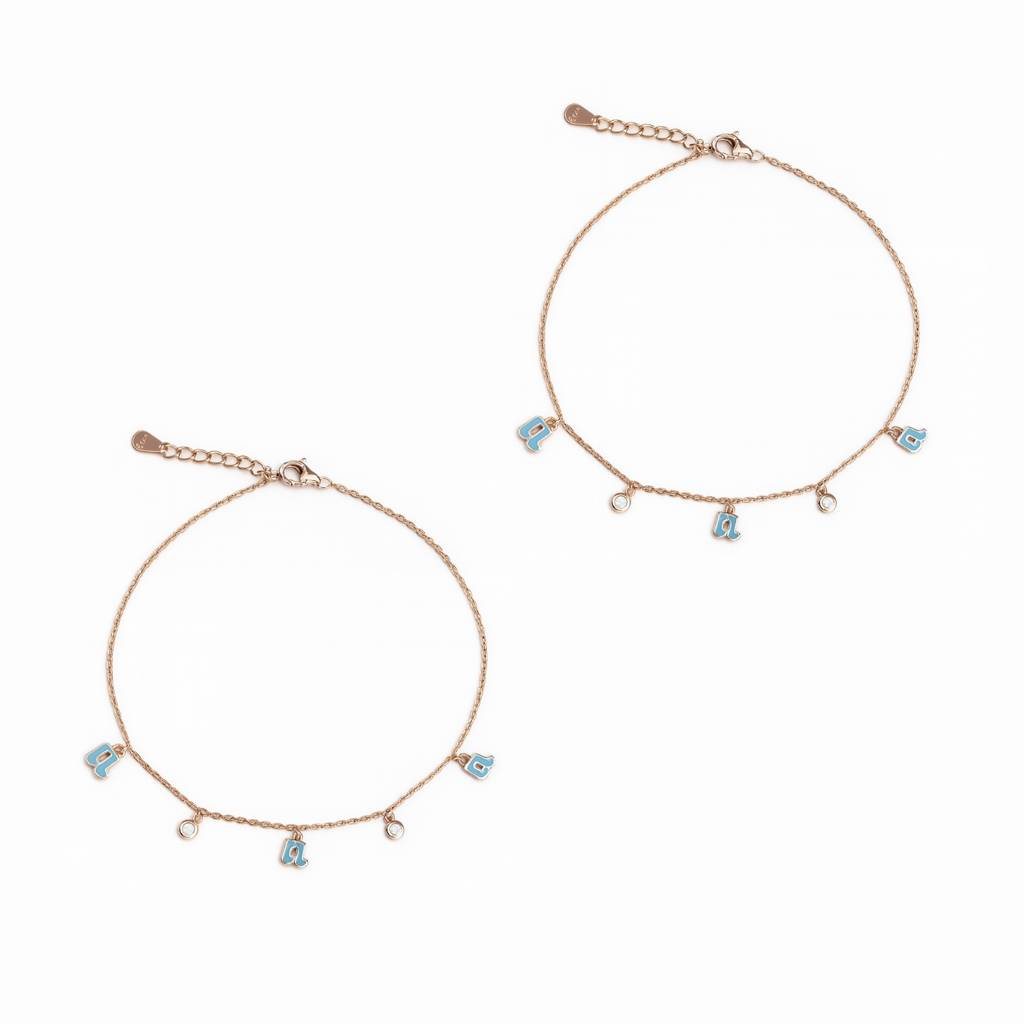Melody Muse: 92.5 Silver Charm Anklet With Musical Charms For Women | Rose Gold Finish : 1108ANK