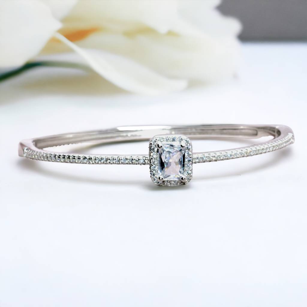 Timeless Elegance: Rectangle Diamond Pendant In 92.5 Silver : 1109