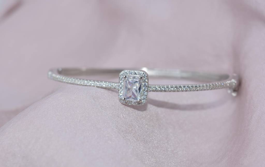 Timeless Elegance: Rectangle Diamond Pendant In 92.5 Silver : 1109