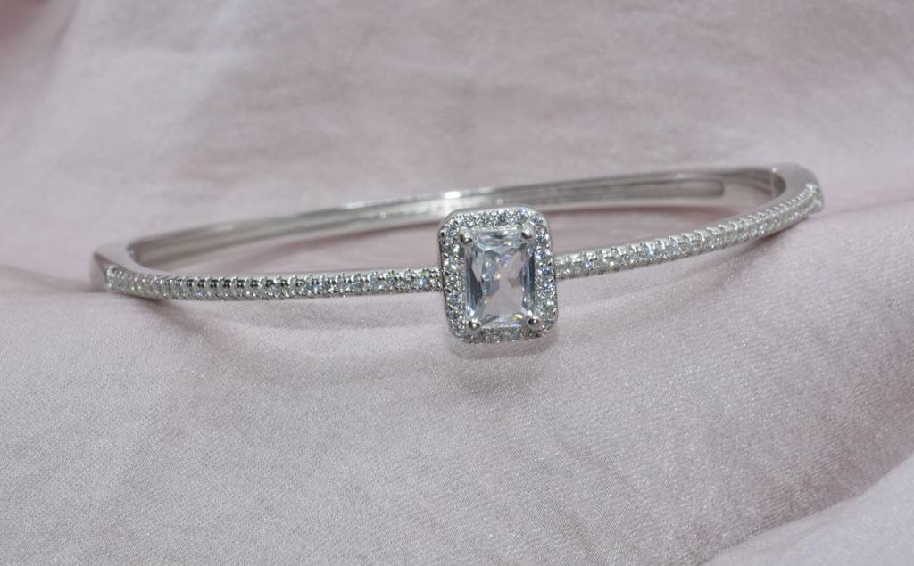 Timeless Elegance: Rectangle Diamond Pendant In 92.5 Silver : 1109