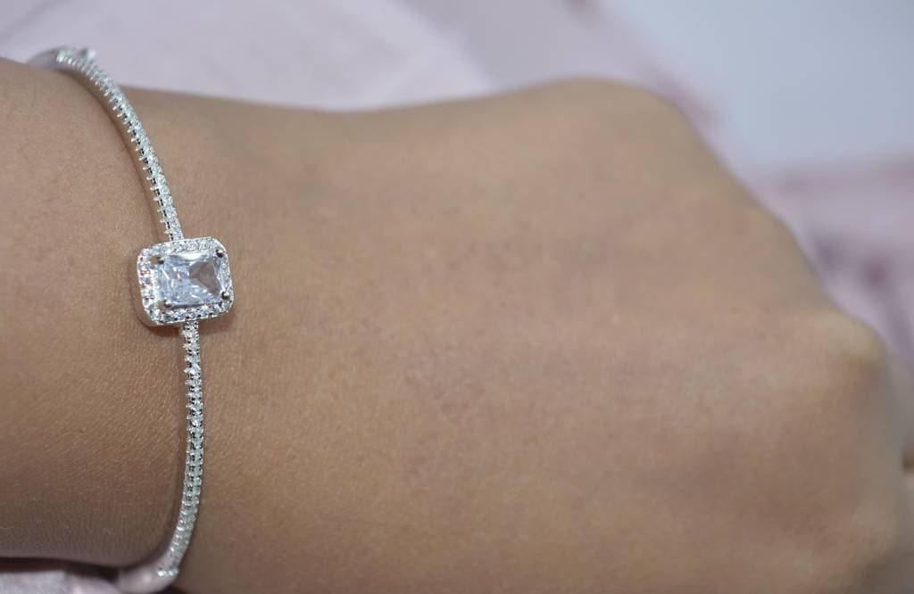 Timeless Elegance: Rectangle Diamond Pendant In 92.5 Silver : 1109