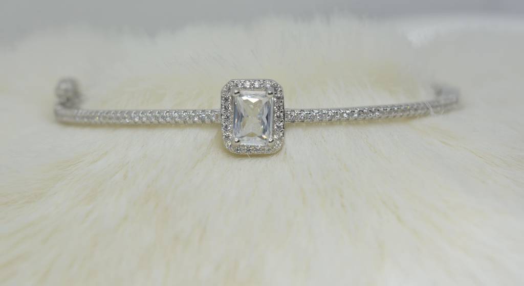 Timeless Elegance: Rectangle Diamond Pendant In 92.5 Silver : 1109